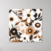 Retro Mid Century Moderne Bloemen Canvas Afdruk (Voorkant)