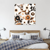 Retro Mid Century Moderne Bloemen Canvas Afdruk (Insitu (Slaapkamer))