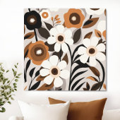 Retro Mid Century Moderne Bloemen Canvas Afdruk