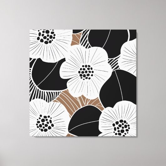 Retro Mid Century Moderne Bloemen Canvas Afdruk (Voorkant)