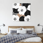 Retro Mid Century Moderne Bloemen Canvas Afdruk (Insitu (Slaapkamer))