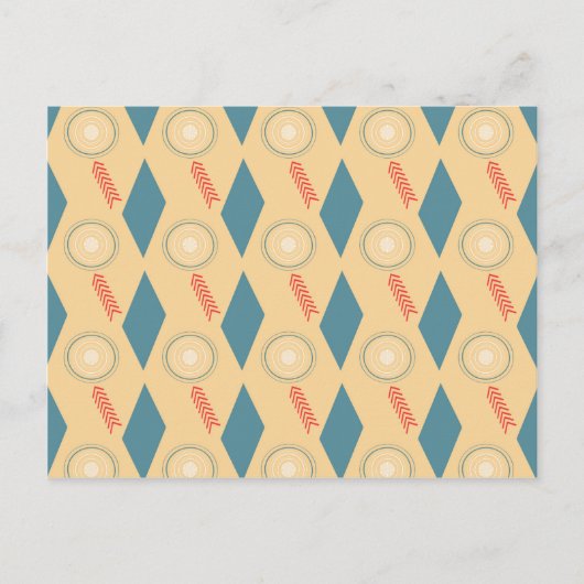 Retro Mid Century Moderne Circles Arrows Diamonds Briefkaart (Voorkant)