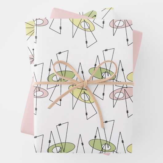 Retro Mid-Century Moderne elke gelegenheid Inpakpapier Vel (In situ)