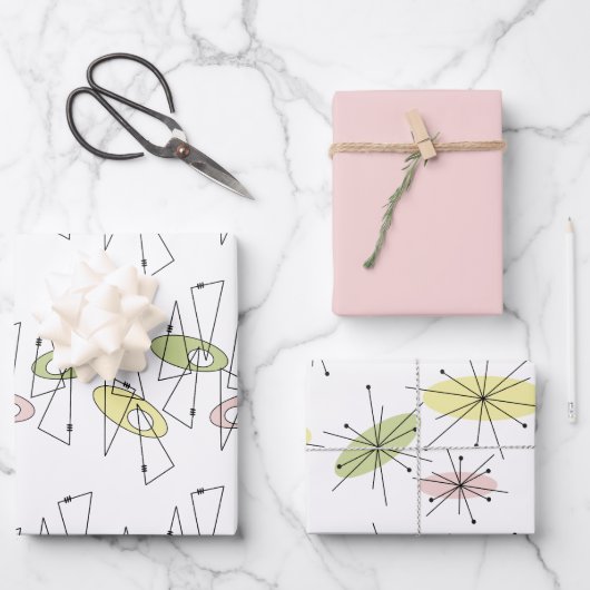 Retro Mid-Century Moderne elke gelegenheid Inpakpapier Vel (Voorkant)