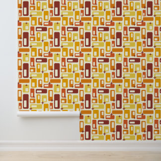 Retro Mid Century moderne gele capsule Verwijderba Behang