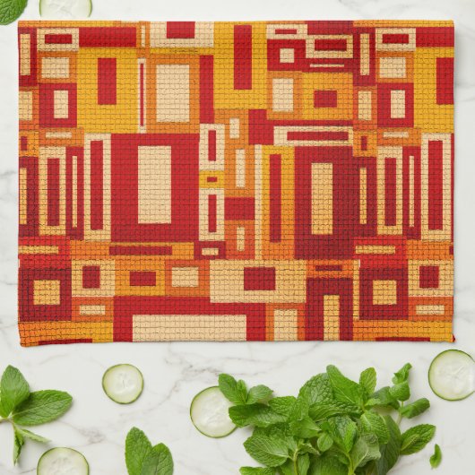 Retro Mid Century Moderne Geometrics Kitchen Towel Theedoek (Gevouwen)