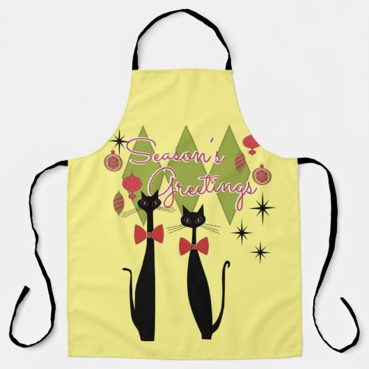 Retro Mid Century Moderne Katten Kerstmis Schort (Voorkant)