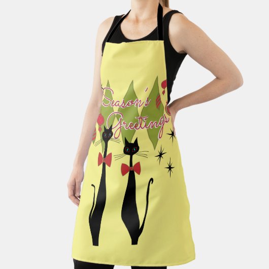 Retro Mid Century Moderne Katten Kerstmis Schort (Insitu)