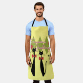 Retro Mid Century Moderne Katten Kerstmis Schort (Gedragen)