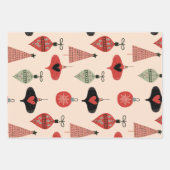 Retro Mid Century Moderne Kerst Rood Zwart Cream Inpakpapier Vel (Voorkant 2)