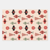 Retro Mid Century Moderne Kerst Rood Zwart Cream Inpakpapier Vel (Voorkant)