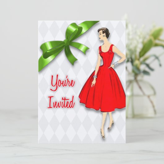 Retro Mid Century Moderne Kerstfeest Kaart (Staand voorkant)