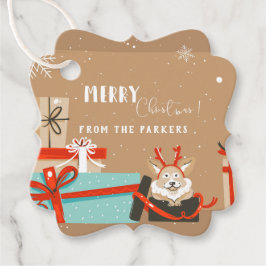 Retro Mid-Century Moderne Kerstfeestdag Bedankjes Labels