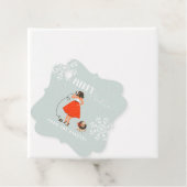 Retro Mid-Century Moderne Kerstfeestdag Bedankjes Labels (In situ)