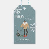 Retro Mid-Century Moderne Kerstfeestdag Cadeaulabel (Voorkant)