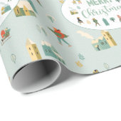 Retro Mid-Century Moderne Kerstfeestdag Cadeaupapier (Rol Hoek)