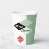 Retro Mid-Century Moderne Kerstfeestdag Papieren Bekers (Voorkant)
