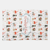 Retro Mid-Century Moderne Kerstfeestdag Theedoek (Horizontaal)