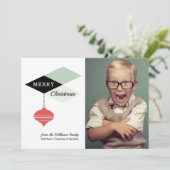 Retro Mid-Century Moderne kerstfoto Feestdagenkaart (Staand voorkant)