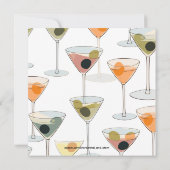Retro Mid Century Moderne Olijven en Martinis Kaart (Achterkant)