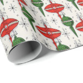 Retro, Mid Century Moderne Ornamenten, Kerstmis Cadeaupapier (Rol Hoek)