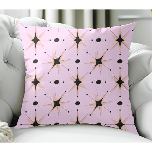 Retro Mid-Century Moderne Sterren Blush Roze Kussen