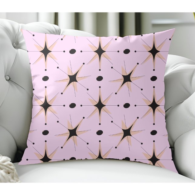 Retro Mid-Century Moderne Sterren Blush Roze Kussen (Creator heeft geüpload)