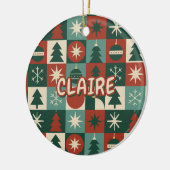 Retro Mid Century Moderne Vakantie Geruit Keramisch Ornament (Links)