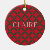 Retro Mid Century Moderne Vakantie Rode Groene Ste Keramisch Ornament (Voorkant)