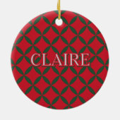 Retro Mid Century Moderne Vakantie Rode Groene Ste Keramisch Ornament (Achterkant)