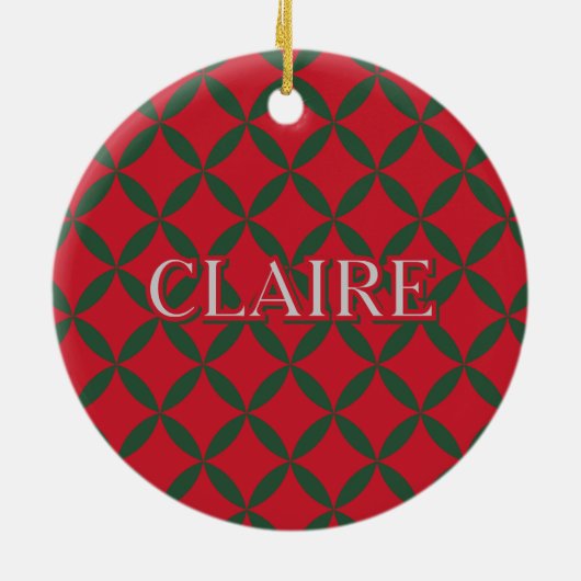 Retro Mid Century Moderne Vakantie Rode Groene Ste Keramisch Ornament (Achterkant)