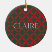 Retro Mid Century Moderne Vakantie Rode Groene Ste Keramisch Ornament (Voorkant)