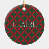 Retro Mid Century Moderne Vakantie Rode Groene Ste Keramisch Ornament (Achterkant)