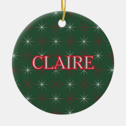 Retro Mid Century Moderne Vakantie Rood Groen Atoo Keramisch Ornament (Voorkant)