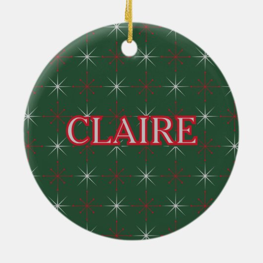 Retro Mid Century Moderne Vakantie Rood Groen Atoo Keramisch Ornament (Achterkant)