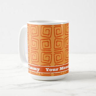 Retro Mid Century Oranje Patroon Gepersonaliseerd Koffiemok