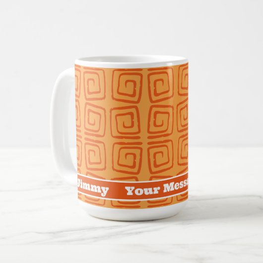 Retro Mid Century Oranje Patroon Gepersonaliseerd Koffiemok (Voorkant links)