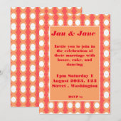 Retro Mid Century Oranje & Roze bruiloft Uitnodigi Kaart (Voorkant / Achterkant)