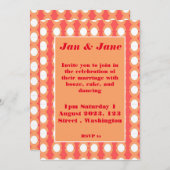 Retro Mid Century Oranje & Roze bruiloft Uitnodigi Kaart (Voorkant / Achterkant)
