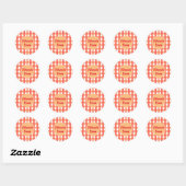 Retro Mid Century Oranje & Roze Hartelijk dank Ronde Sticker (Vel)