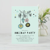 Retro Mid Century Ornamenten Mint feestdag Kaart (Staand voorkant)