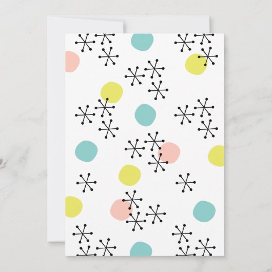 Retro Mid Century Ornamenten Roze feestje Kaart (Achterkant)
