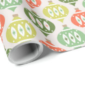 Retro Mid Century Rode, Perzik & Groene Kerstmis Cadeaupapier (Rol Hoek)