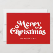 Retro Mid Century Rode vrolijke kerst Feestdagenkaart (Voorkant)