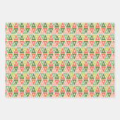 Retro Mid Century Rood, Perzik & Groen Kerstmis Inpakpapier Vel (Voorkant 3)