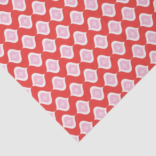 Retro Mid Century Rood & Roze Kerstmis Tissuepapier (Detail)