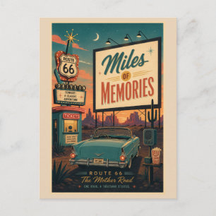 Retro Mid Century Route 66 Drive In Briefkaart