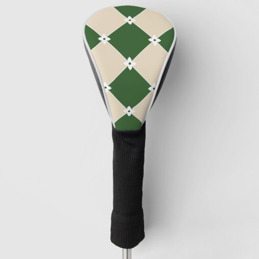 Retro Mid Century Sage Groene Harlekijn Golfheadcover (Voorkant)