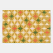 Retro  Mid-Century Star Patronen Ochre Inpakpapier Vel (Voorkant 3)