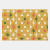 Retro  Mid-Century Star Patronen Ochre Inpakpapier Vel (Voorkant 2)